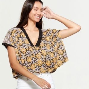Free People Leilani Crop Flowy Hawaiian Floral Print boho festival